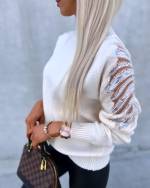 White Soft Sweater With Pearls