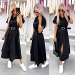 Ruda Suknelė Su Diržu