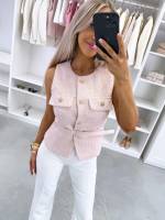 Heleroosa Kuldsete Nööpidega Vest