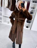 Серо-коричневый Роскошное зимнее пальто с капюшоном