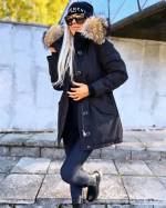 Черный Зимняя куртка с натуральным мехом и удлиненная сзади