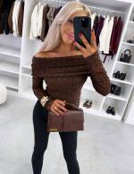 Jasny Beż Top Z Elastycznej Koronki