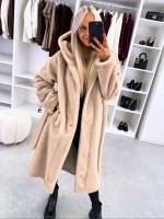 Серо-коричневый Роскошное зимнее пальто с капюшоном