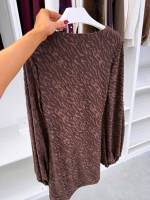 Pruun Veniv Laiade Varrukatega Bodycon Kleit