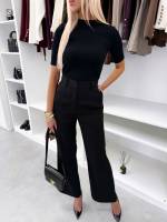 Šviesiai Rausvos Spalvos Patogaus Kirpimo Tiesios Kelnės