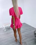 Белое Короткий комбинезон с лентой посередине