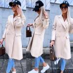 Camel Spring Autumn Buttoned Coat