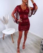 Pelēks Fliteru Kleita Ar Pušķiem