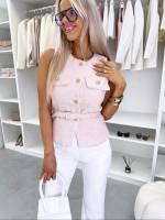 Heleroosa Kuldsete Nööpidega Vest