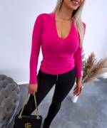 Fuchsia V-neck Sweater