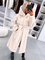 Серо-коричневый Роскошное зимнее пальто с капюшоном