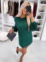 Dark Green Long-sleeve Flowy Dress