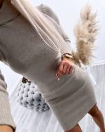 Хаки Платье с высоким воротником из эластичной ткани