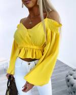 Valge Õlapaeltega Mugav Crop-top