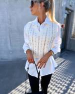 Light Beige Vest-blouse With Pearls And Rhinestones