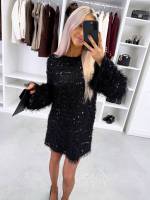 Juoda Lengvai Krintanti Suknelė Su Blizgučiais