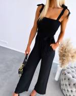 Beige Tie-waist Jumpsuit