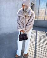 Taupė Luxurious Short Fur Coat