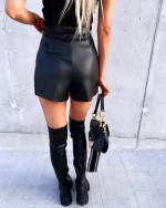 Black Leather Skort