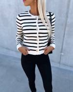 Black Striped Buttoned Sweater