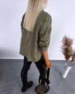 Khaki Snap-buttoned Oversized Blouse