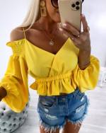 Valge Õlapaeltega Mugav Crop-top