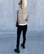 Black Striped Buttoned Sweater