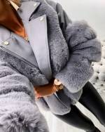 Черный Короткая шуба с мехом