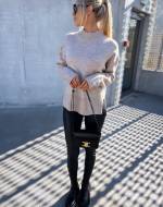 Grey Soft Sweater With Slit