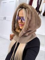 темно-красный Шапка-бини с воротником