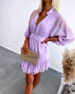 Purple Buttoned Chiffon Dress