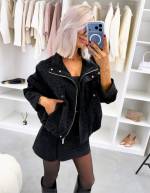 Pruun Lukuga Mattnahkne Oversized Jakk
