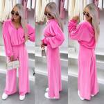 Brązowy Dwuczęściowy Komplet Dresowy Z Weluru