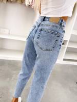 Sinine Pehmed Mom Fit Teksad