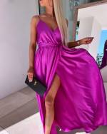 Purple Silky Maxi Dress