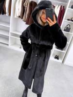 Серо-коричневый Роскошное зимнее пальто с капюшоном