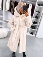 Серо-коричневый Роскошное зимнее пальто с капюшоном