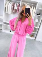 Fuksija Divdaļīgs Velūra Treniņtērpa Komplekts